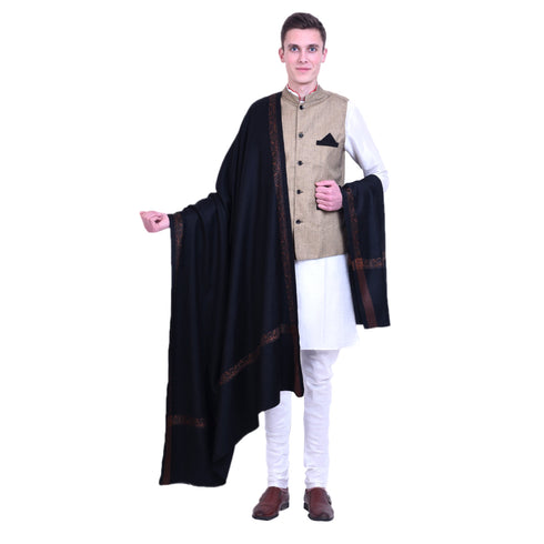 Men's Pure Wool Border Shawl